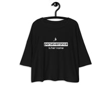 Load image into Gallery viewer, Perseverance is Her Name- Box Logo- Loose Crop Top/Black
