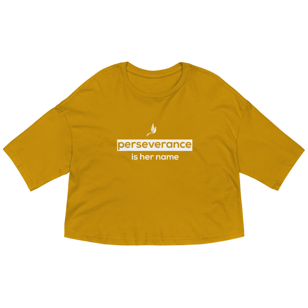 Perseverance is Her Name-Box Logo-Loose Crop Top/Golden