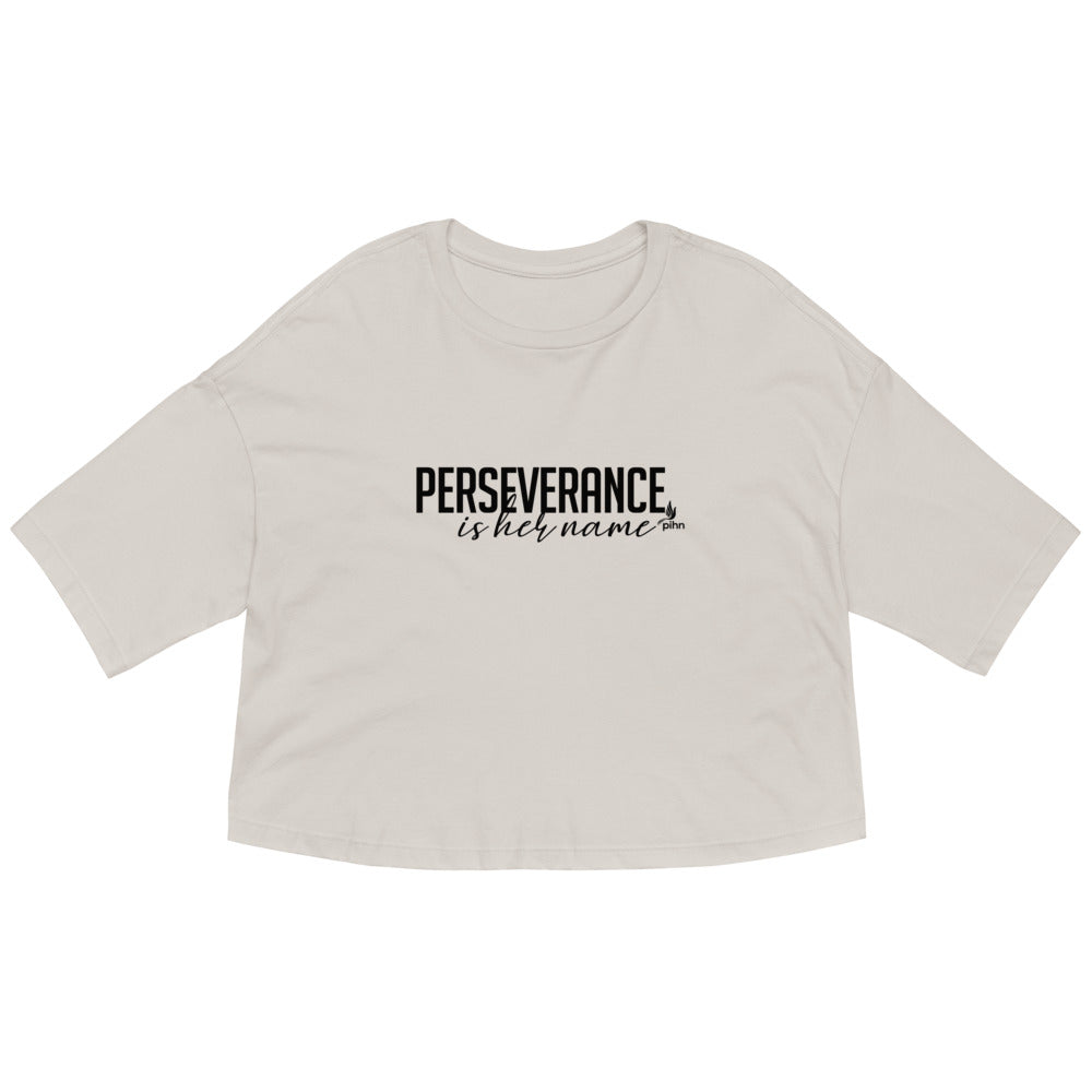 Perseverance is Her Name-Script-Loose Crop Top/Vintage White