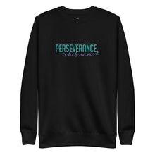 Load image into Gallery viewer, Perseverance is Her Name-Script-Sweatshirt/Black/Tiff Blue+Purple
