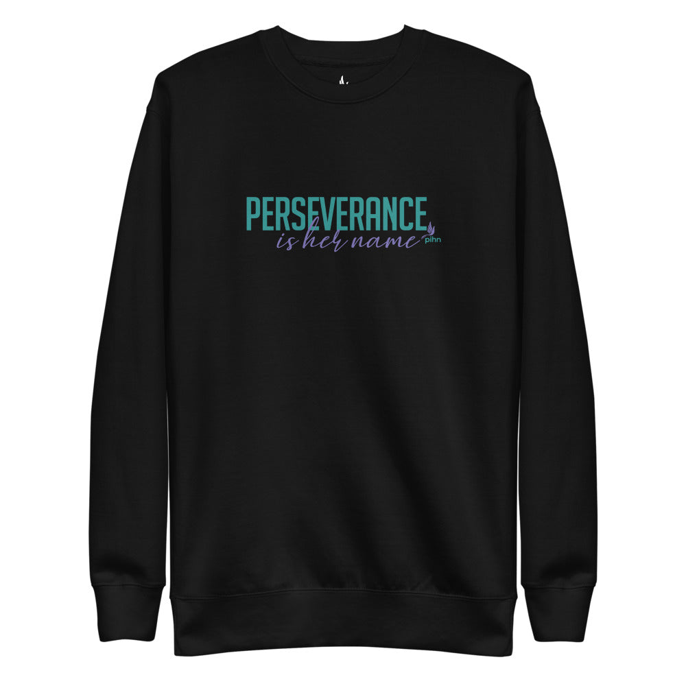 Perseverance is Her Name-Script-Sweatshirt/Black/Tiff Blue+Purple